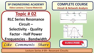 02 RLC Series Resonance Circuit Selectivity Quality Factor Half Power Frequencies Bandwidth [upl. by Ratna]