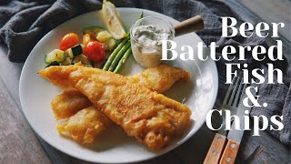 Beer Battered Fish amp Chips with Easy Homemade Tartare Sauce Recipe Video [upl. by Yahsram]