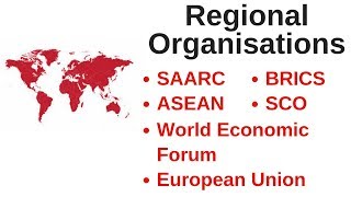 Regional Organisations  SAARC ASEAN BRICS SCO World Economic Forum European Union UPSC  RBI [upl. by Lawan]