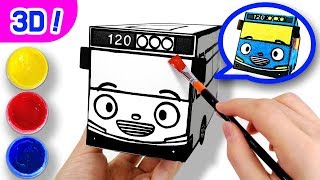 3D Coloring Bus Tayo l Tayo Paper Craft l Tayo the Little Bus [upl. by Aliemaj]