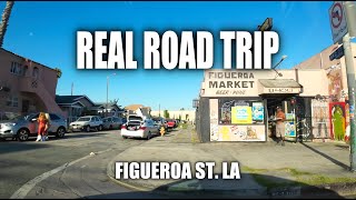 Real Road Trip Figueroa Street in Los Angeles 4K Driving Video [upl. by Boiney]