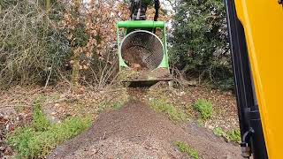 Excavator rotary screening bucket cleaning gravel on a JCB 57t digger [upl. by Merle889]