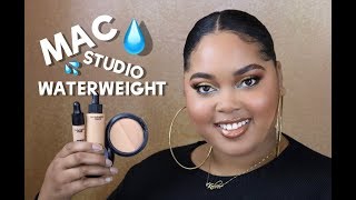 MAC Studio Waterweight Concealer  Powder  Foundation Review  Try On Session  Kelsee Briana Jai [upl. by Ahsekar]