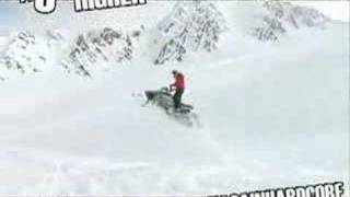 Snowmobile Flips a Road Big Air and Climbs [upl. by Nylemaj]