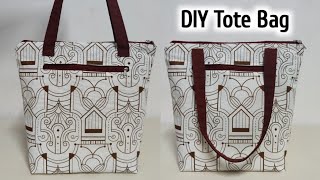 DIY Daily Tote Bag  Diy Zippered Tote bag tutorial  Beautiful ladies handbag cutting and stitching [upl. by Afihtan]