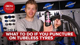 How To Fix A Punctured Tubeless Tyre  GCN Tech Puncture Repair Guide [upl. by Andersen]