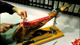 Comment couper un jambon espagnol en tranches 46 Pata negra Bellota ou Serrano [upl. by Hadsall]