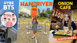 South Korea Travel Vlog A Day at Onion Cafe Han River and Hybe BTS  Meghna Datta [upl. by Fachanan1]