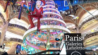 Paris France 🇨🇵  Christmas walk in Paris  Galeries Lafayette  4K HDR 60 fps [upl. by Kenyon]