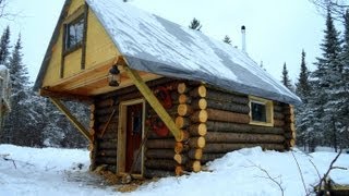 Cozy Log Cabin How I built it for less than 500 [upl. by Alauqahs]