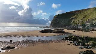 4K  The Beach at Watergate Bay by Drone [upl. by Sosna]