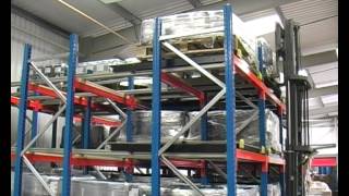 Push Back Pallet Racking Demonstration Video by EZR Shelving [upl. by Kristel481]