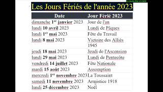 jour fériés 2023 jour fériés 2023 paris jour fériés jour fériés 2023 calendrier [upl. by Kraus]