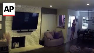 WATCH Moment earthquake shook homes in Los Angeles area [upl. by Nohpets591]