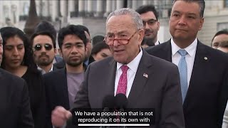 Chuck Schumer says we MUST ACCEPT ALL ILLEGALS US birth rates are too LOW [upl. by Phillane]