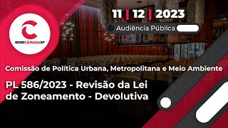 Audiência Pública de Política Urbana  Revisão da Lei de Zoneamento  PL 5862023  11122023 [upl. by Cailean]