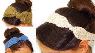 How to Make the Knotted Bow Headband or Earwarmer  Free Crochet Pattern  Yay For Yarn [upl. by Elison]