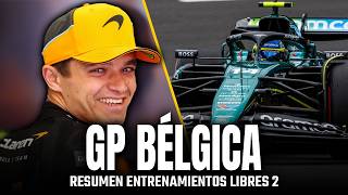 RESUMEN LIBRES 2 GP BÉLGICA  McLAREN DA MIEDO CON SU RITMO Y ASTON MARTIN EN PROBLEMAS F1 [upl. by Tnecniv]