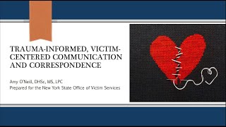 Considerations for TraumaInformed and Victim Centered Correspondence Webinar on September 25 2024 [upl. by Asillam891]