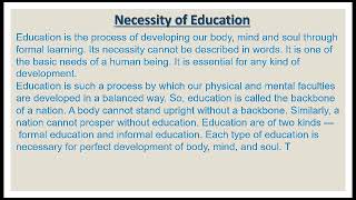 Necessity of education  Paragraph writing  the english school [upl. by Madelina416]