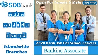 සණස සංවර්ධන බැංකුව  Banking Associate 2024  For School Leavers  Island wide Branch Job Vacancies [upl. by Duwad]