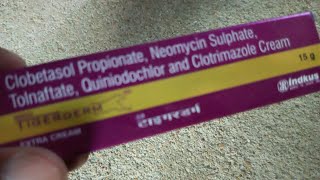 Clobetasol Propionate Neomycin Sulphate Tolnaftate Quiniodochlor and Clotrimazole Cream Tigerdrem [upl. by Enitsirk752]