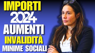 SVELATI GLI AUMENTI 2024 PENSIONI SOCIALI MINIME E DINVALIDITÀ [upl. by Eel]