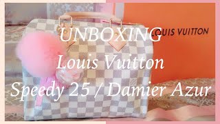 Louis Vuitton SPEEDY 25 Damier Azur Unboxing [upl. by Cheslie]