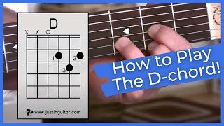 Super Easy First Guitar Lesson  Guitar Lessons For Beginners  Stage 1  The D Chord [upl. by Isabel279]