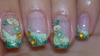 Green with Fimo video nail art tutorial [upl. by Galatia711]