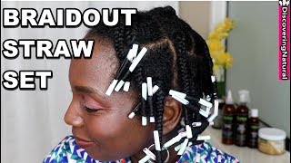 Braid out Straw set on Natural Hair ft Kadima [upl. by Yanffit]