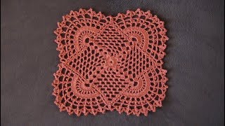 How to Crochet Square Doily with Lace Diamonds Pattern 733│by ThePatternFamily [upl. by Lawry]