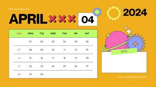 April Calendar 2024  april calendar printable  printable april calendar 📅 Calendar 365 📅 [upl. by Assitruc]