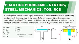 TBeam Design  What tensile steel area is required at midspan to resist a factored moment of [upl. by Fatimah]