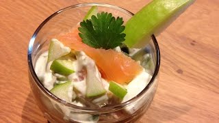 Verrine aperitive avocat saumon pomme  Recette apéro Healthy Meal [upl. by Euqinommod]