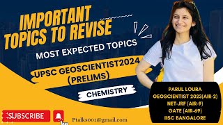 Geoscientist2024PrelimsMost expected topicsChemistryUPSCGeochemistImportant topics [upl. by Ilamad972]