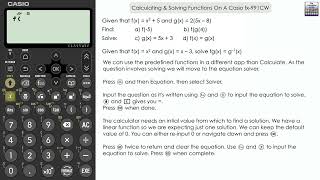 Calculating amp Solving Functions On A Casio fx991CW Classwiz Calculator  fx gx [upl. by Nogam]