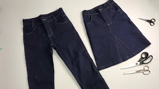 Como transformar a calça jeans em saia  DYE  Faça em casa [upl. by Airlie]