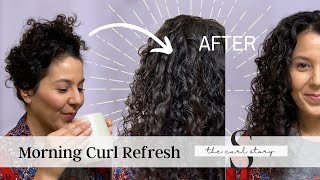 5 Minutes The Morning Curly Hair Routine to Refresh Curls Fast [upl. by Kantos671]