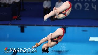 China remains dominant wins gold in womens 3m synchro springboard  Paris Olympics  NBC Sports [upl. by Narik760]