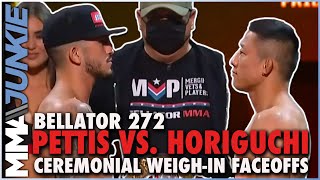 Bellator 272 faceoffs Sergio Pettis vs Kyoji Horiguchi titlefight staredown [upl. by Sanbo209]