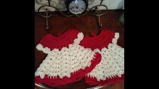 Crochet Dress Potholder Part 1 DIY Tutorial [upl. by Viradis]