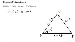 Eksempel Cosinussetningen [upl. by Bowra]