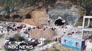 New video shows 41 construction workers trapped in tunnel in India [upl. by Alarick]