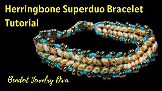 Herringbone Bracelet With Superduo Beads [upl. by Dnalrah670]