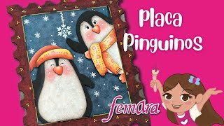 Placa Pinguinos pinturadecorativa manualidades pinturaacrilica navidad [upl. by Jerome724]