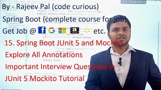 16 Spring Boot  JUnit 5 and Mockito  Interview Questions  Complete Course for Job [upl. by Drofniw]