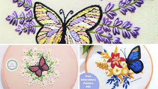 Easy Beautiful Floral Butterfly Embroidery Designs🦋Super Creative Hand Embroidery Compilation Latest [upl. by Emmit]