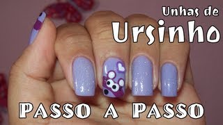 Como Fazer Unha Decorada  Ursinho [upl. by Avram509]