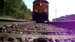 BNSF Coal Empty Accelerates over camera [upl. by Airan]